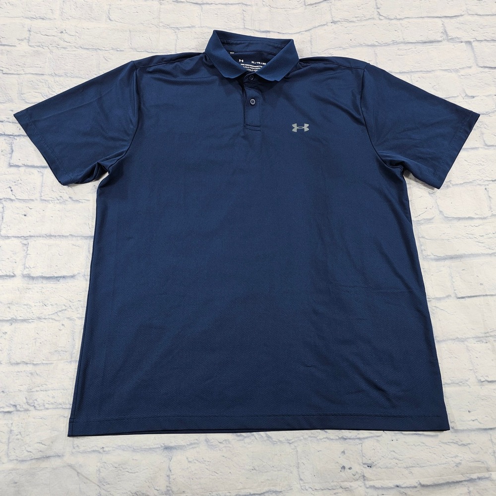 Under Armour Performance Polo MENS XL Navy Blue Short Sleeve Golf Shirt Active